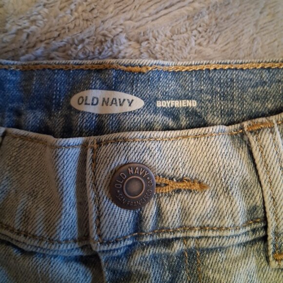 Old Navy women's cuffed shorts denim jean light blue rainbow embroidery trim 0 - Picture 2 of 4